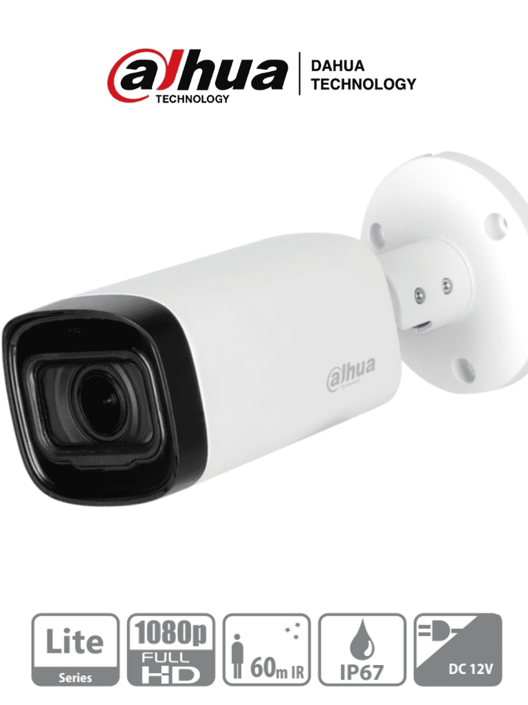 Camara de vigilancia 2MP DAHUA HAC-HFW1200R-Z-IR6-A tubo HDCVI FULL HD motorizada microfono incorporado IR 60mts metal