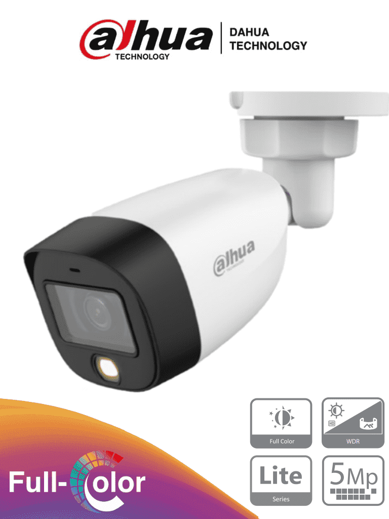 Camara de vigilancia 5MP DAHUA HAC-HFW1509C-A-LED tubo HDCVI FULL HD 2K FULL COLOR LED 20mts microfono incorporado