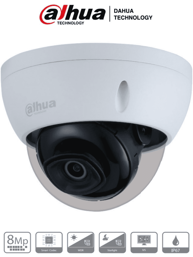 DAHUA IPC-HDBW2831E-S-S2 - CAMARA DOMO IP ANTIVANDALICA| 8.0 MP | WDR | IR 30M | IP67 | PoE