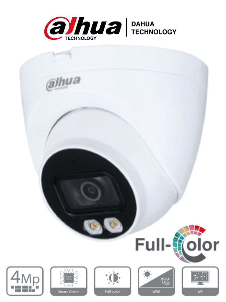 DAHUA IPC-HDW2439TN-AS-LED-0360B-S2 - CAMARA DOMO | FULL-COLOR | 4.0 MP| 3.6MM | 2K | WDR | LUZ LED 30M | IP67 | PoE