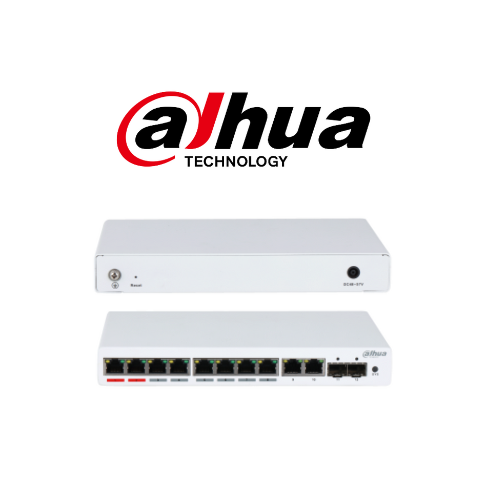 DAHUA Switch de 8 puertos POE Gigabit. Conmutador 10/100/1000. Potencia 96w - DH-PFS4212-8GT-96