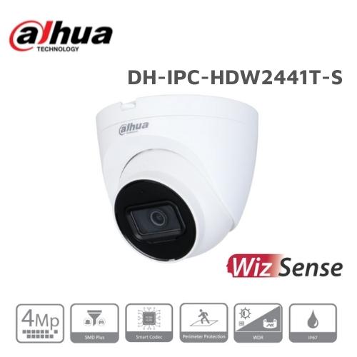 Dahua-cámara IP IPC-HDW2441T-S WizSense de 4MP, videocámara domo con visión fija, IR, POE, micrófono incorporado