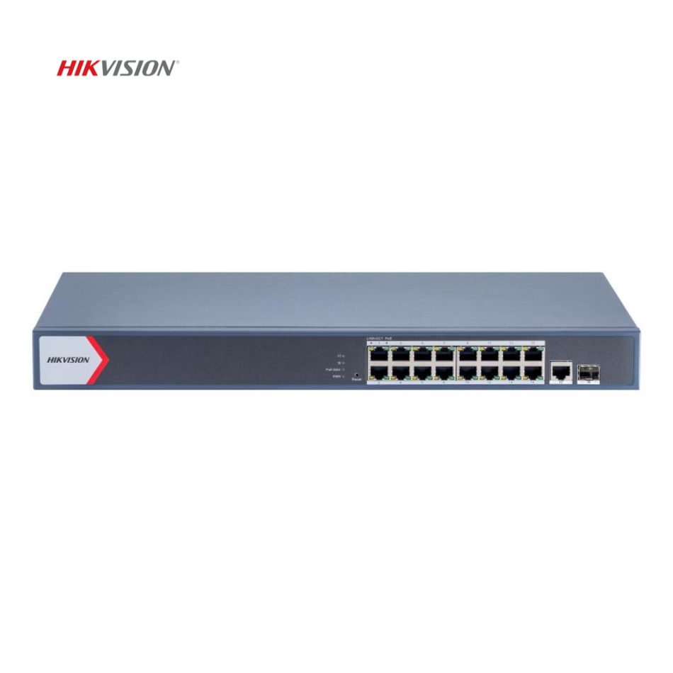 HIKVISION DS-3E1518P-EI SWITCH ADMINISTRABLE 16 PUERTOS POE GIGABIT + 2SFP 230W
