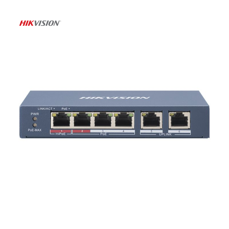 HIKVISION DS-3E0106HP-E SWITCH POE 4 PUERTOS 2 UP LINK