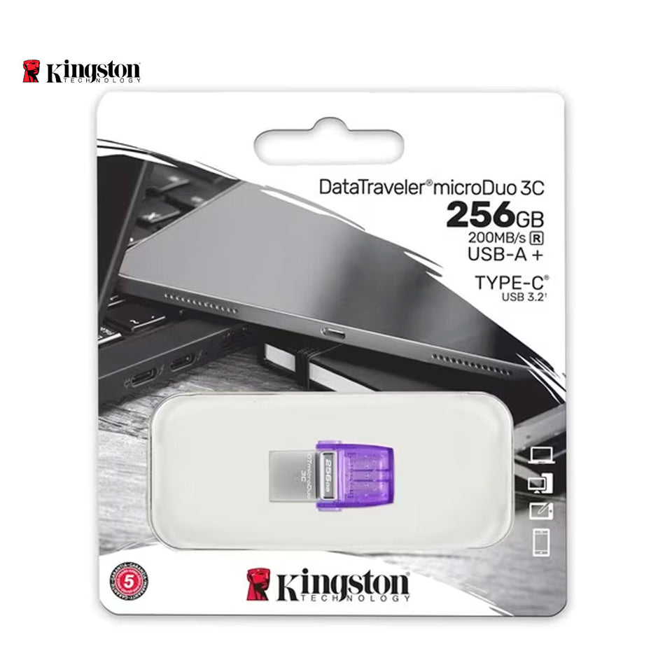 Memoria USB Kingston Data Traveler microDuo 3C Gen 3, 256GB, Dual USB-A to USB-C 3.2