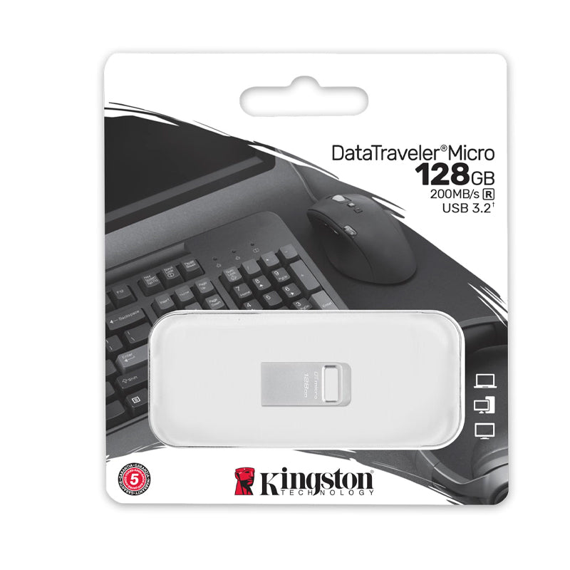 Memoria USB Kingston DTMC3G2 128GB DataTraveler Micro Unidad Flash Ultrapequeño con Metal Premium