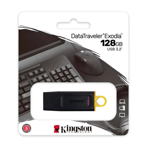 Memoria USB Kingston DTX 128GB DataTraveler Exodia, USB 3.2 Gen 1, Color Amarillo