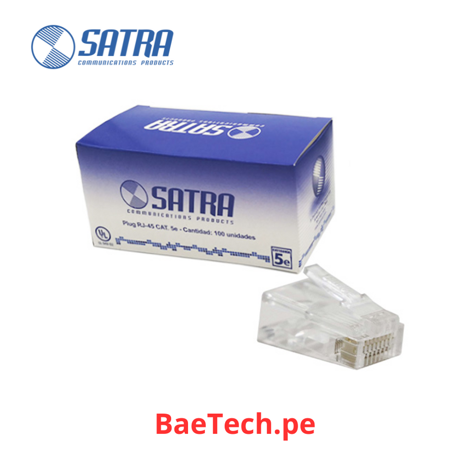 Conector plug rj45 Categoria 5E SATRA 101040001 Conector macho caja x 100 unidades