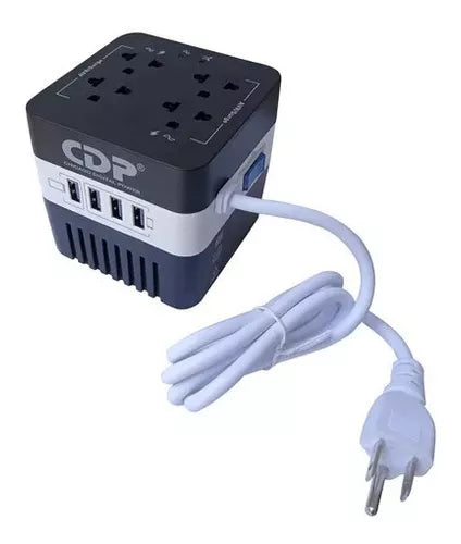 ESTABILIZADOR CDP RU-AVR604I 600VA/300W 4 SALIDAS 4 PORT USB.