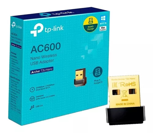 Adaptador inalambrico USB doble banda AC600 TP-LINK ARCHER T2U NANO