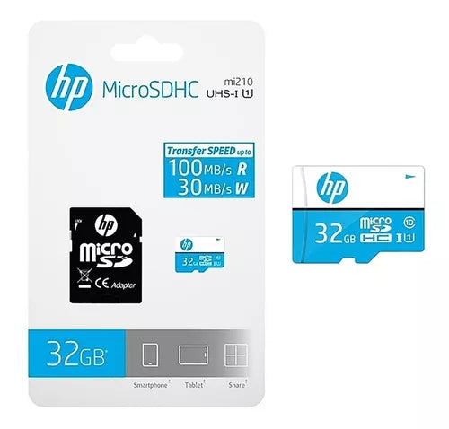 MEMORIA HP MICRO SDHC MI210 U1 32GB CLASS 10 WHITE/BLUE (HFUD032-1U1BA)
