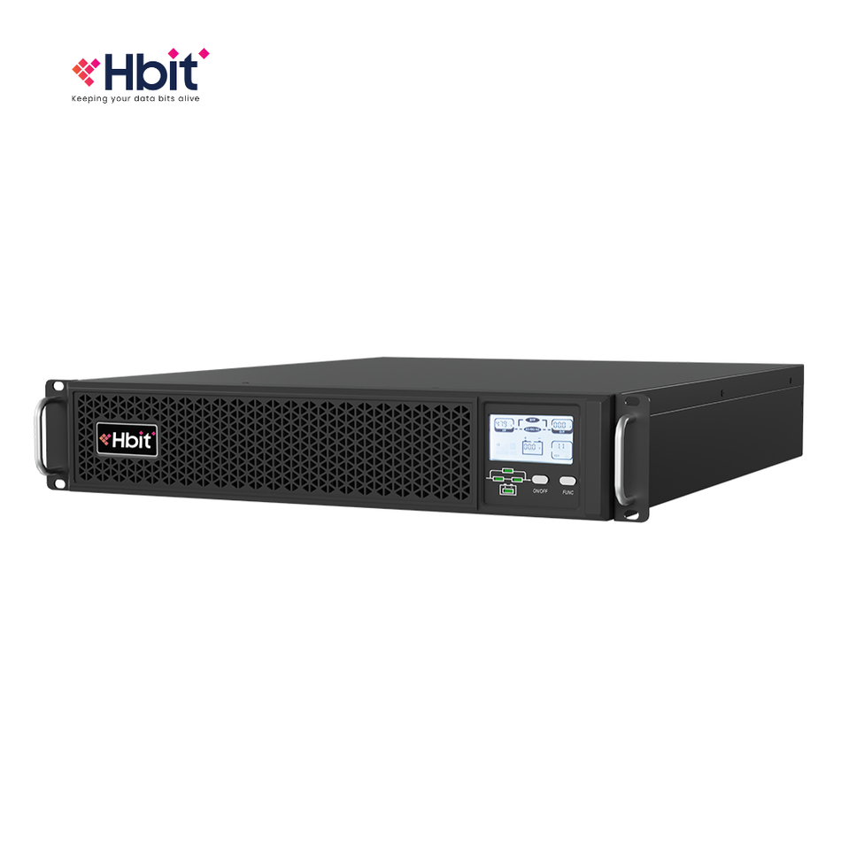 HBIT PHS003BR UPS MONOFÁSICO ONLINE DE DOBLE CONVERSIÓN 230V, 3KVA/3KW, TORRE/RACK, PANTALLA LCD A COLOR, KIT DE RIELES, INCLUYE BATERÍA INTERNA