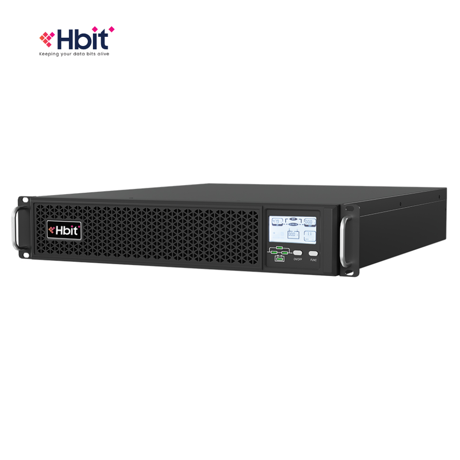 HBIT PHS002BR UPS MONOFÁSICO ONLINE DE DOBLE CONVERSIÓN 230V, 2KVA/2KW, TORRE/RACK, PANTALLA LCD A COLOR, KIT DE RIELES, INCLUYE BATERÍA INTERNA