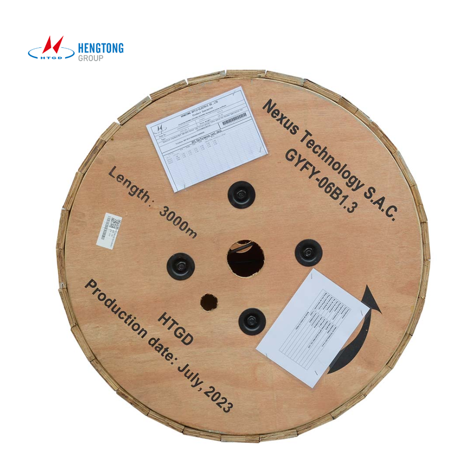 HENGTONG GYFY-06B1.3-B3KM CABLE ASU 6 FIBRAS G652D, SPAN 120, DIÁMETRO 7MM. BOBINA 3KM