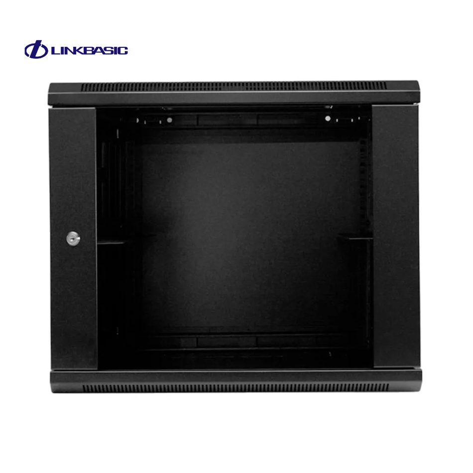 LINKBASIC WCB09-66-BAA GABINETE DE PARED 9-RU 500 X 600 X 600MM (PUERTA C/VIDRIO DE SEGURIDAD Y PANELES LATERALES DESMONTABLES)