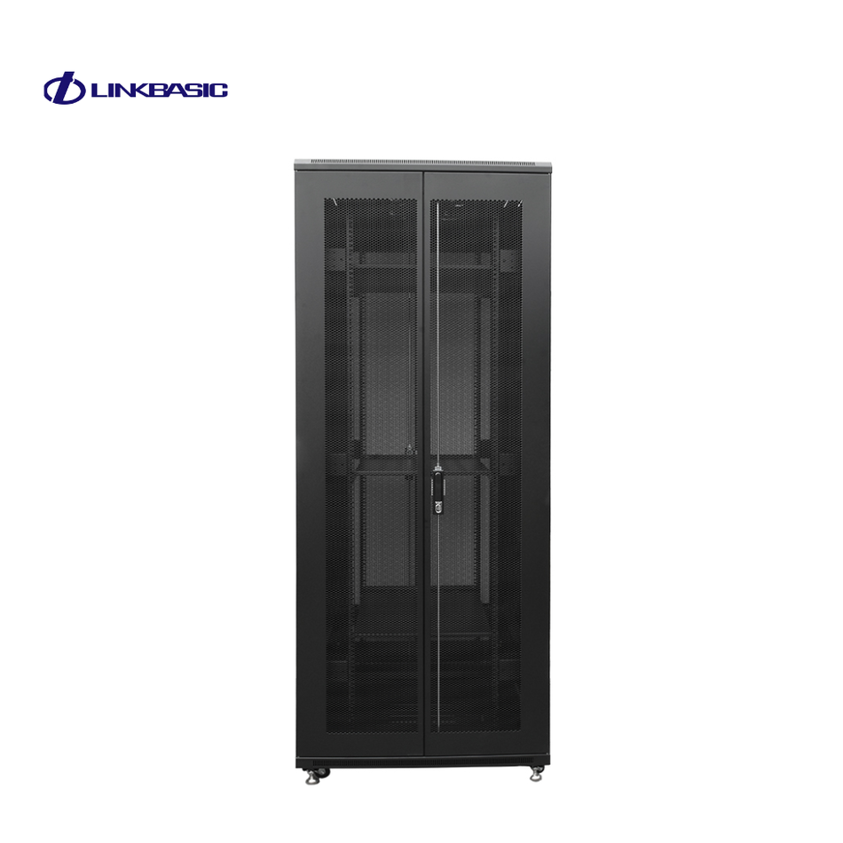 LINKBASIC NCB42-810-FFA-C GABINETE DE PISO 42-RU 2,055 X 800 X 1000MM (PUERTAS: FRONTAL Y POSTERIOR DOBLE HOJA, AMBAS CON MALLA) INCLUYE KIT DE 4 VENTILADORES