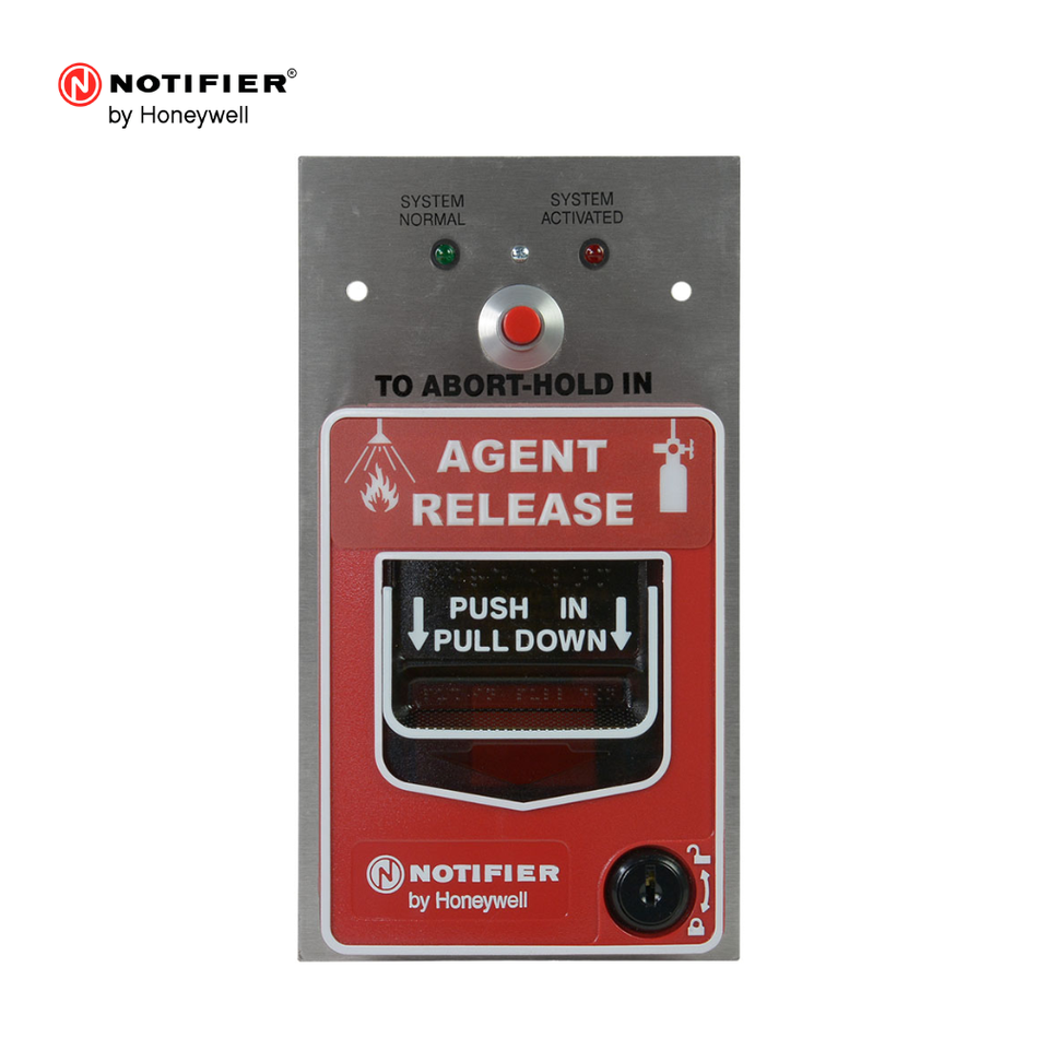 HONEYWELL NOTIFIER NBG-12LRA ESTACIÓN MANUAL DE DESCARGA DOBLE ACCIÓN CON PULSADOR DE ABORTO