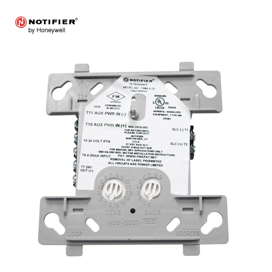 HONEYWELL NOTIFIER FMM-4-20 MÓDULO DIRECCIONABLE CON SEÑAL ANÁLOGA DE 4-20MA. COMPATIBLE CON PANEL NFS2-3030