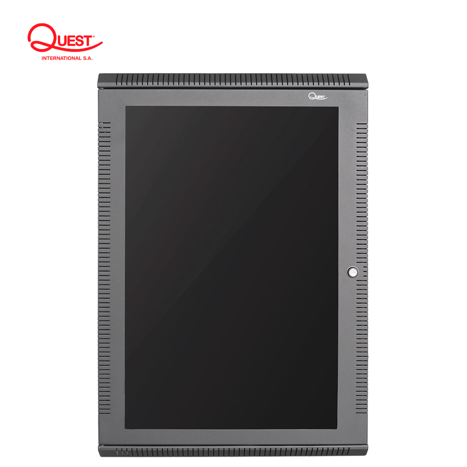 QUEST GT-2192 GABINETE DE PARED 16-RU 773 X 525 X 510MM (PUERTA C/VIDRIO DE SEGURIDAD Y PANELES LATERALES DESMONTABLES)