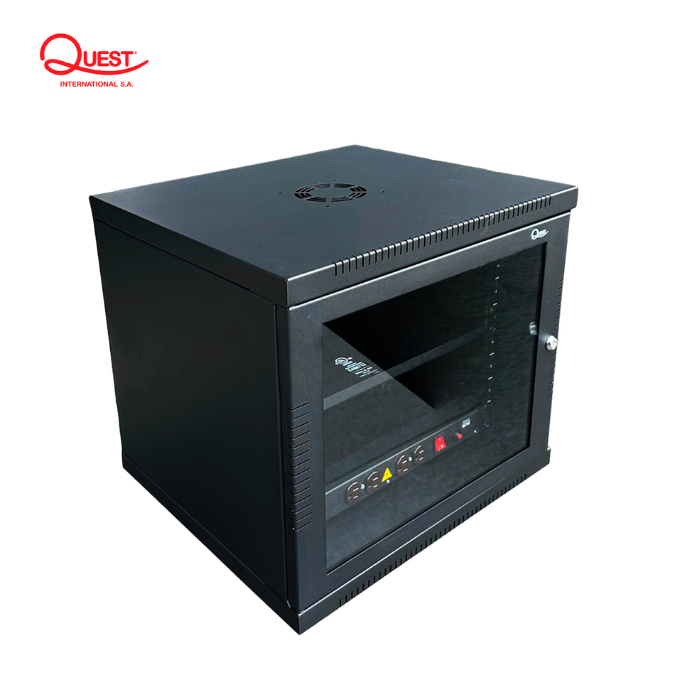 QUEST CGC-2887 GABINETE DE PARED COMPACTO 5-RU 510 X 450MM. INCLUYE: BANDEJA 1-RU + PDU DE 4 TOMAS 5-15R