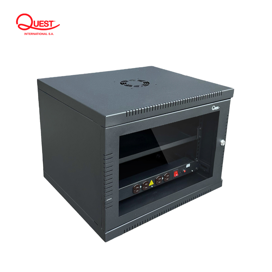 QUEST CGC-2888 GABINETE DE PARED COMPACTO 7-RU 510 X 450MM. INCLUYE: BANDEJA 1-RU + PDU DE 4 TOMAS 5-15R