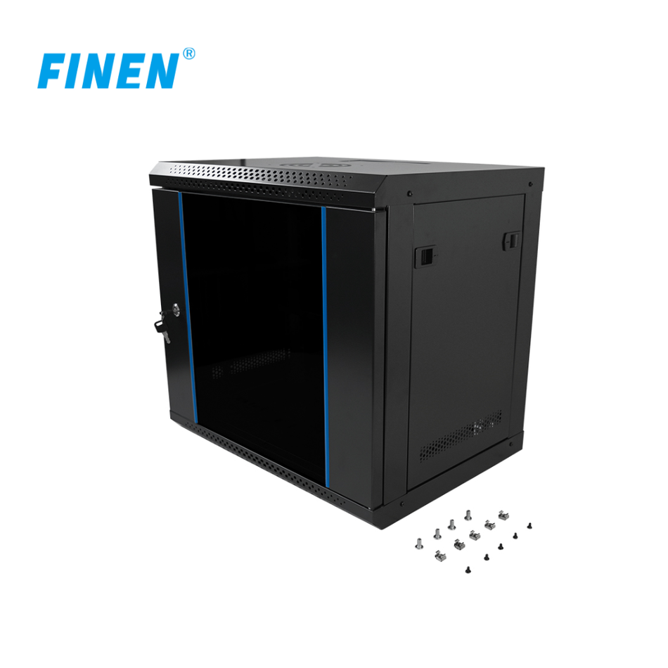 FINEN W1-5409 GABINETE DE PARED 9-RU 501 X 540 X 400MM C/PUERTA DE VIDRIO. (SE ENTREGA DESARMADO)