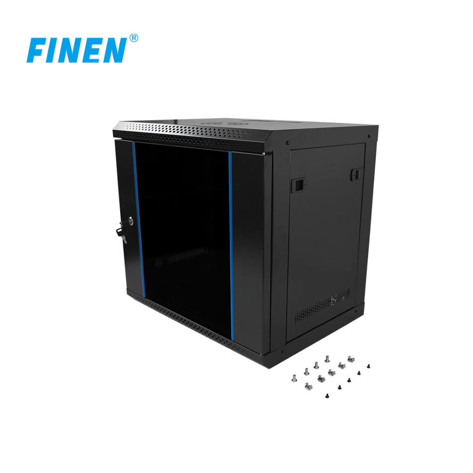 FINEN WMG6509 GABINETE DE PARED 9-RU 501 X 600 X 450+100MM (ABATIBLE, PUERTA C/VIDRIO DE SEGURIDAD)