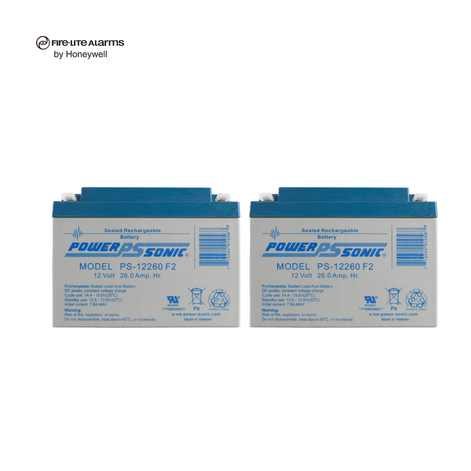 HONEYWELL FIRELITE ALARMS BAT-12260-BP PAQUETE DE 2 BATERÍAS 12V, 26AH