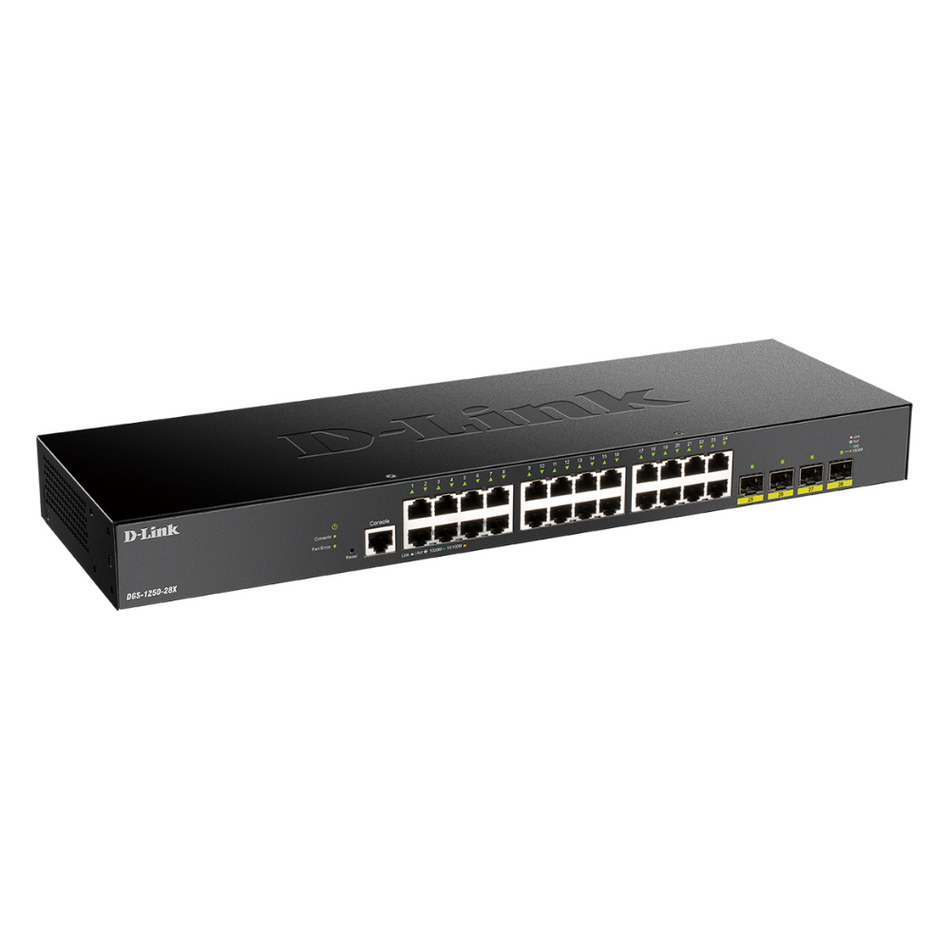 D-LINK DGS-1250-28X - Switch 28 Puertos Gigabit Administrable con UpLink a 10Gbps, 24 PUERTOS 10/100/1000BASE-T