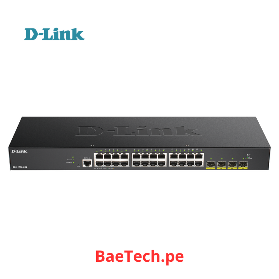 D-LINK DGS-1250-28X - Switch 28 Puertos Gigabit Administrable con UpLink a 10Gbps, 24 PUERTOS 10/100/1000BASE-T