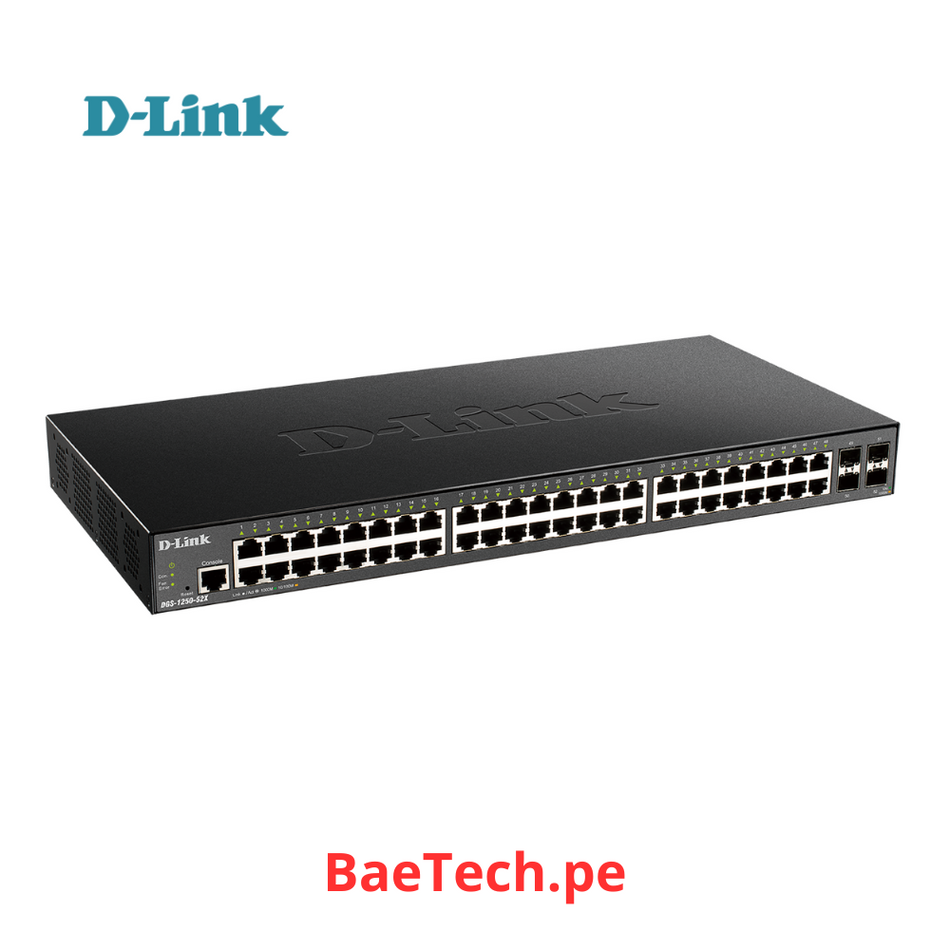 D-LINK DGS-1250-52XMP SWITCH DE 52 PUERTOS GIGABIT CON 48 PUERTOS RJ45 Y 4 PUERTOS SFP+ 10G
