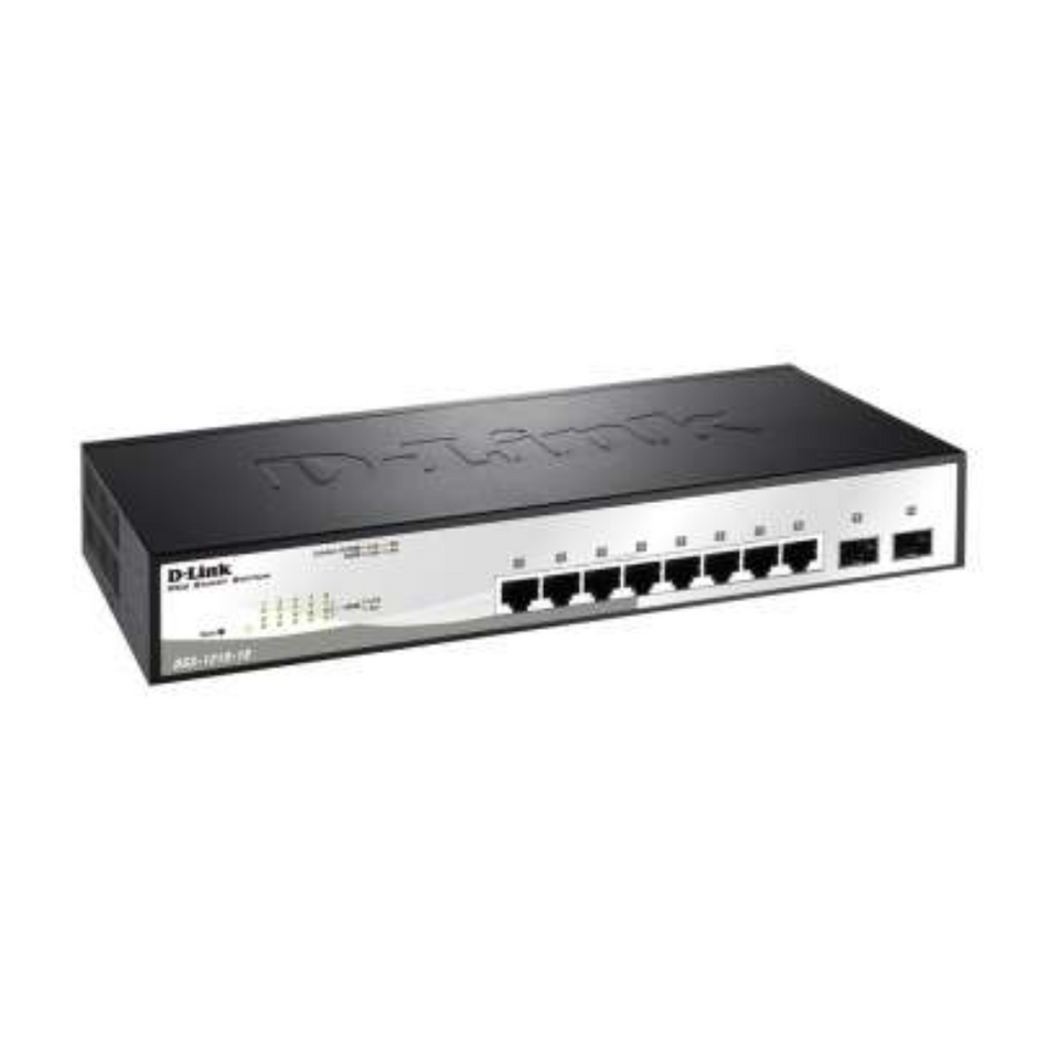D-LINK DGS-1210-10P - SWITCH DE 8 PUERTOS POE 10/100/1000BASE-T + 2 PUERTOS GIGABIT SFP| L2 |65W