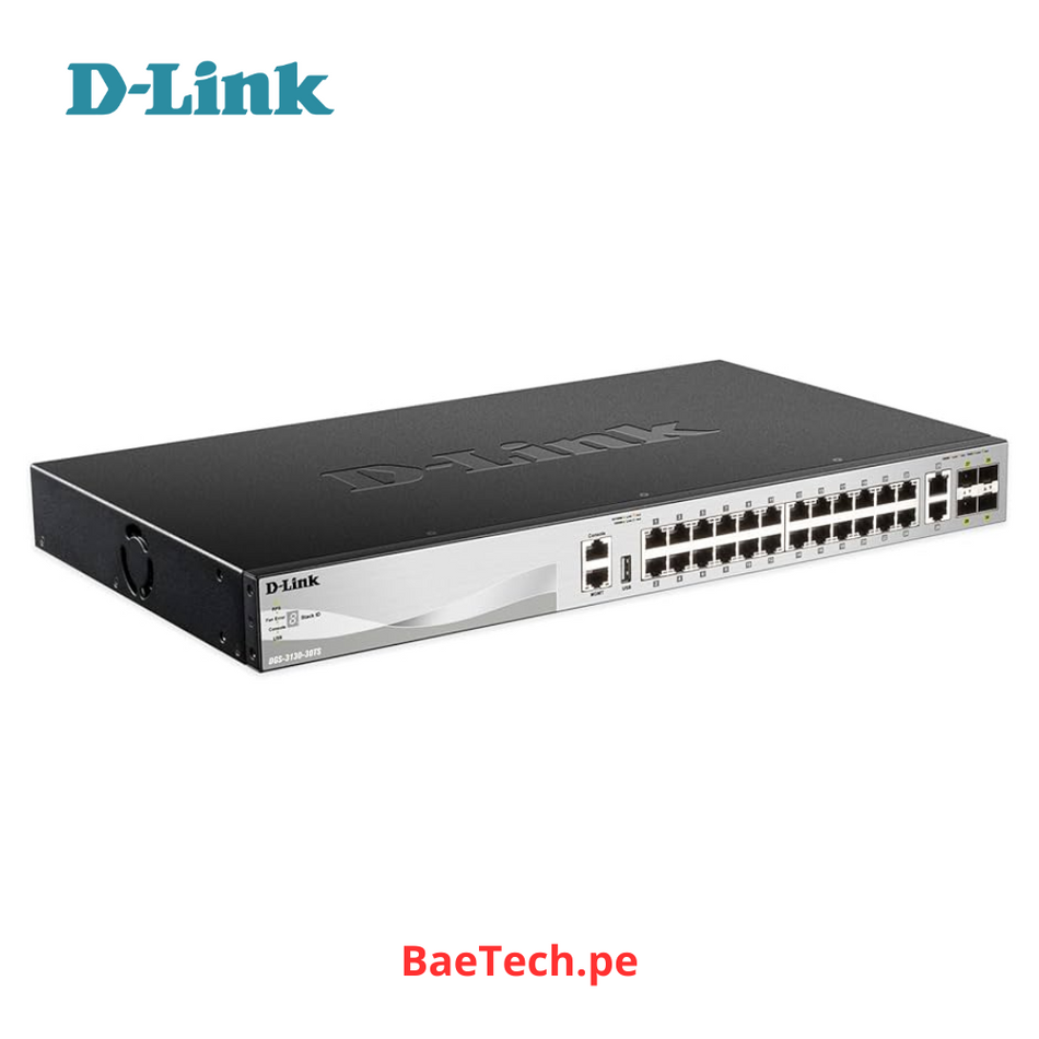 D-LINK DGS-3130-30TS - SWITCH ADMINISTRABE DE 24 PUERTOS 10/100/1000 RJ45+ 2 PUERTO 10GB BASE RJ45+ 2 PUERTOS SFP+ DE 10GB