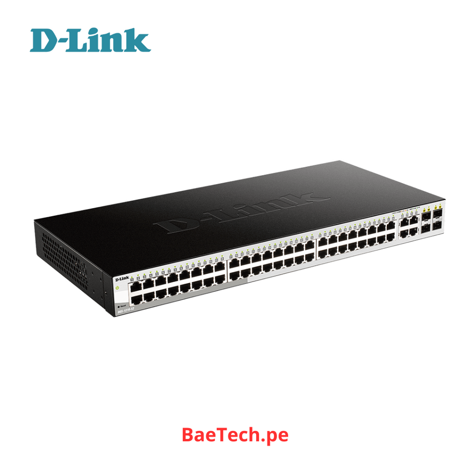 D-LINK DGS-1210-52MP - SWITCH ADMINISTRABLE DE 48 PUERTOS POE 10/100/1000+ 4 PUERTOS SFP/GIGABIT | 370W