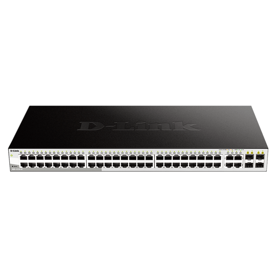 D-LINK DGS-1210-52MP - SWITCH ADMINISTRABLE DE 48 PUERTOS POE 10/100/1000+ 4 PUERTOS SFP/GIGABIT | 370W