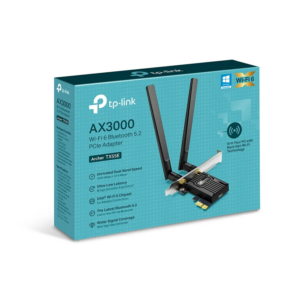 TP-LINK ARCHER TX55E WIFI6 ADAPTADOR PCLE AX3000 DOBLE BANDA