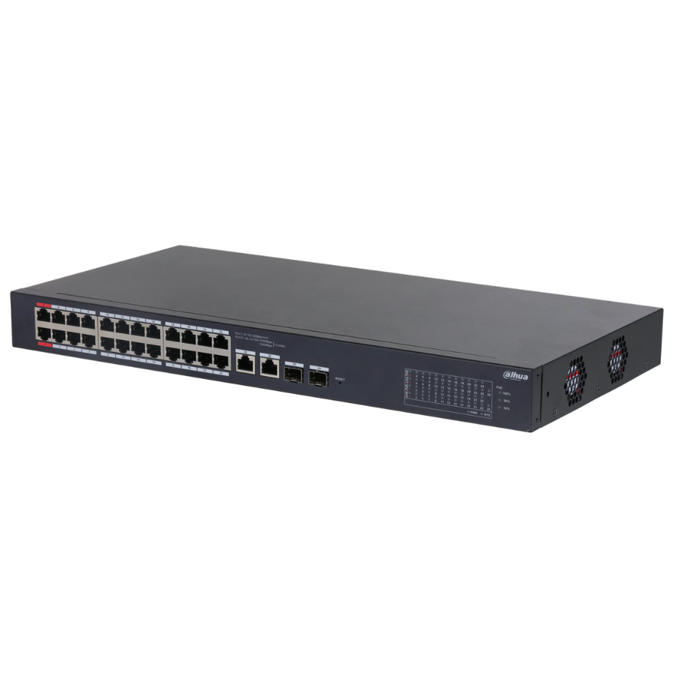 DAHUA SWITCH POE CLOUD L2 DE 26 PUERTOS DH-CS4226-24ET-240 CON 24 PUERTOS POE Y UPLINK COMBO GIGABIT (240W)