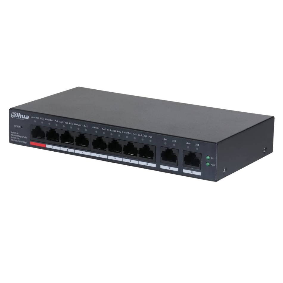 DAHUA DH-CS4010-8ET-110 SWITCH POE CLOUD (DOLYNK) L2 10P (8P POE 10/100 + 2P UPLINK GIG), 110W (P1 90W)
