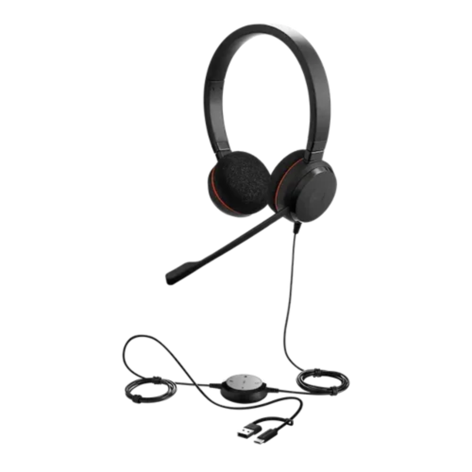 AURICULARES JABRA EVOLVE 20 CABLEADO SOBRE LA CABEZA ESTÉREO - BINAURAL - SUPRA-AURAL FUNCIÓN DE CANCELACIÓN DE RUIDO AMBIENTE MICRÓFONO - CANCELACIÓN DE RUIDO - USB TIPO C, USB TIPO A - 4999-829-269