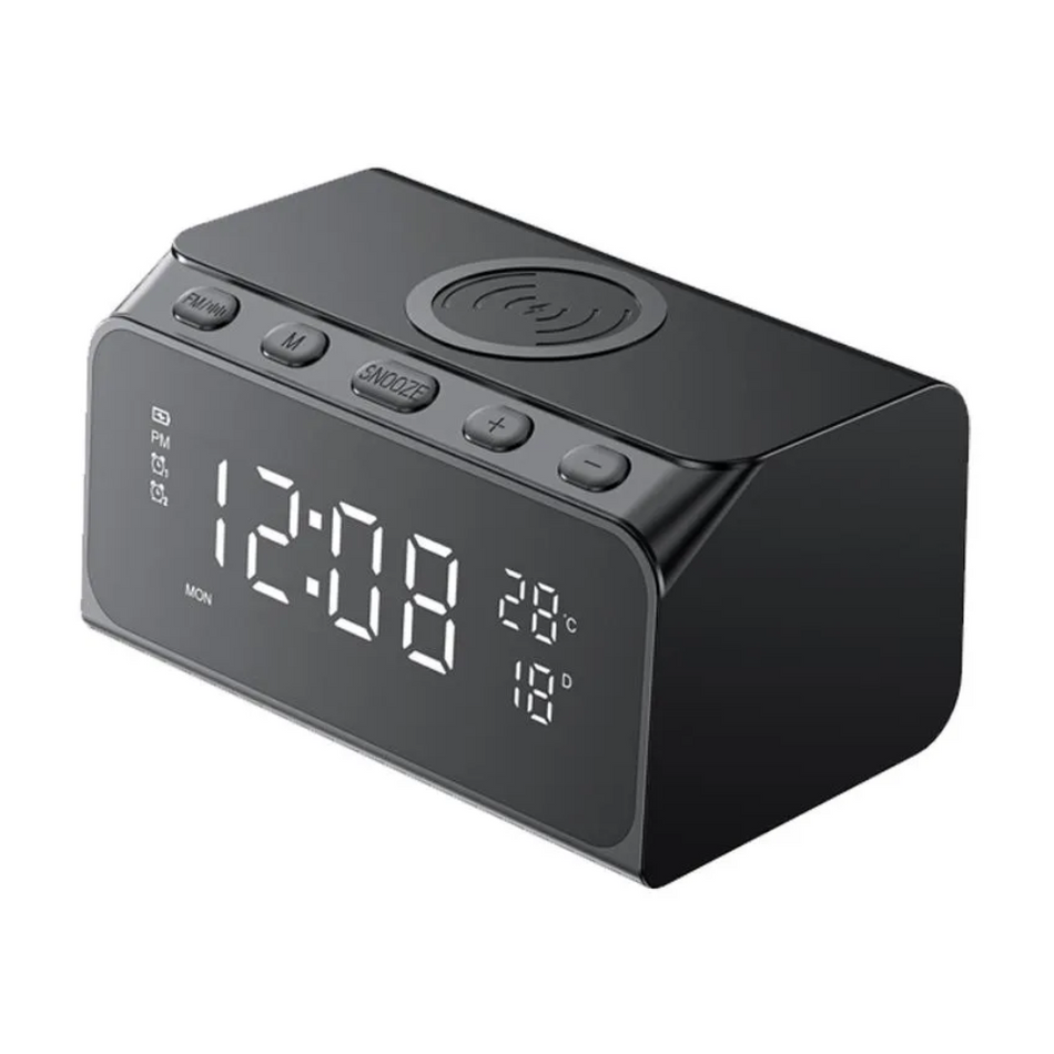 HAVIT W3041-BLACK - PARLANTE BLUETOOH - CARGADOR INALAMBRICO - ALARMA - CALENDARIO - TEMPERATURA