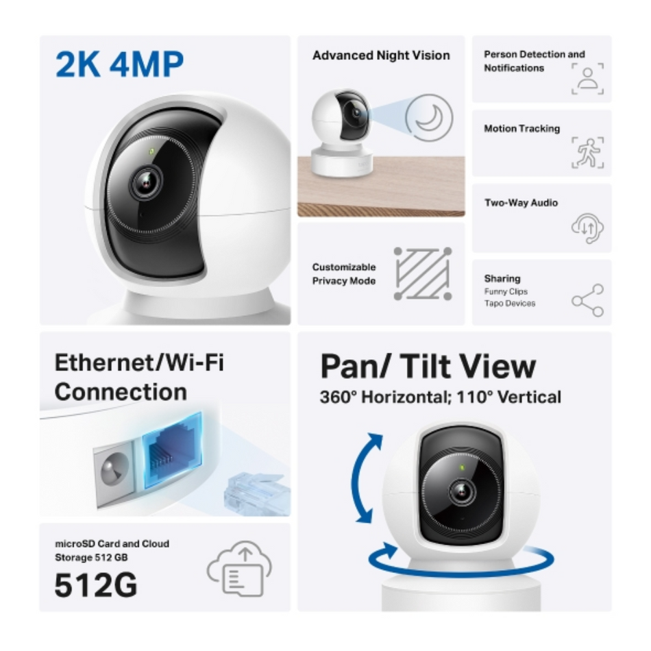 CÁMARA WIFI TP-LINK TAPO C222 2K QHD (2560 X 1440 PX) 4MP