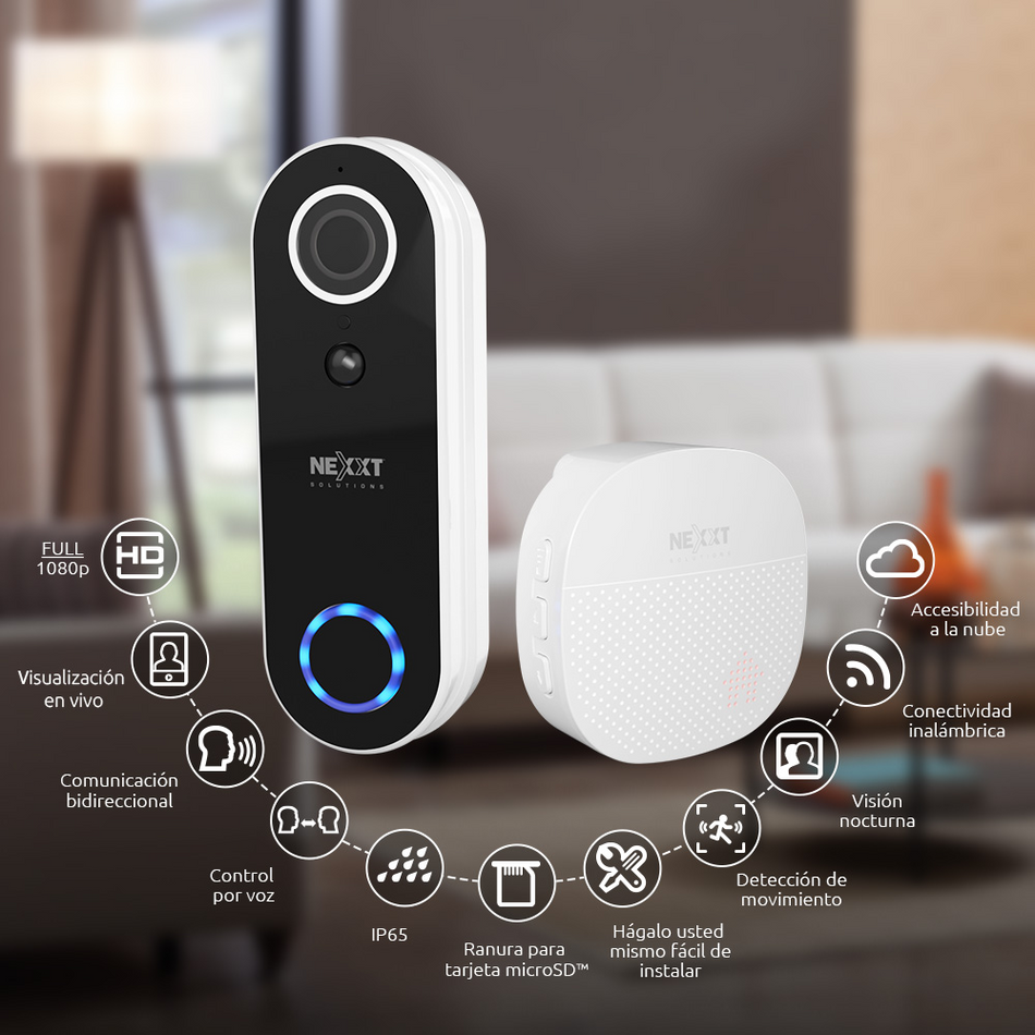 NEXXT SOLUTIONS NHC-D100 TIMBRE INTELIGENTE WIFI CON CÁMARA FULL HD 2MP