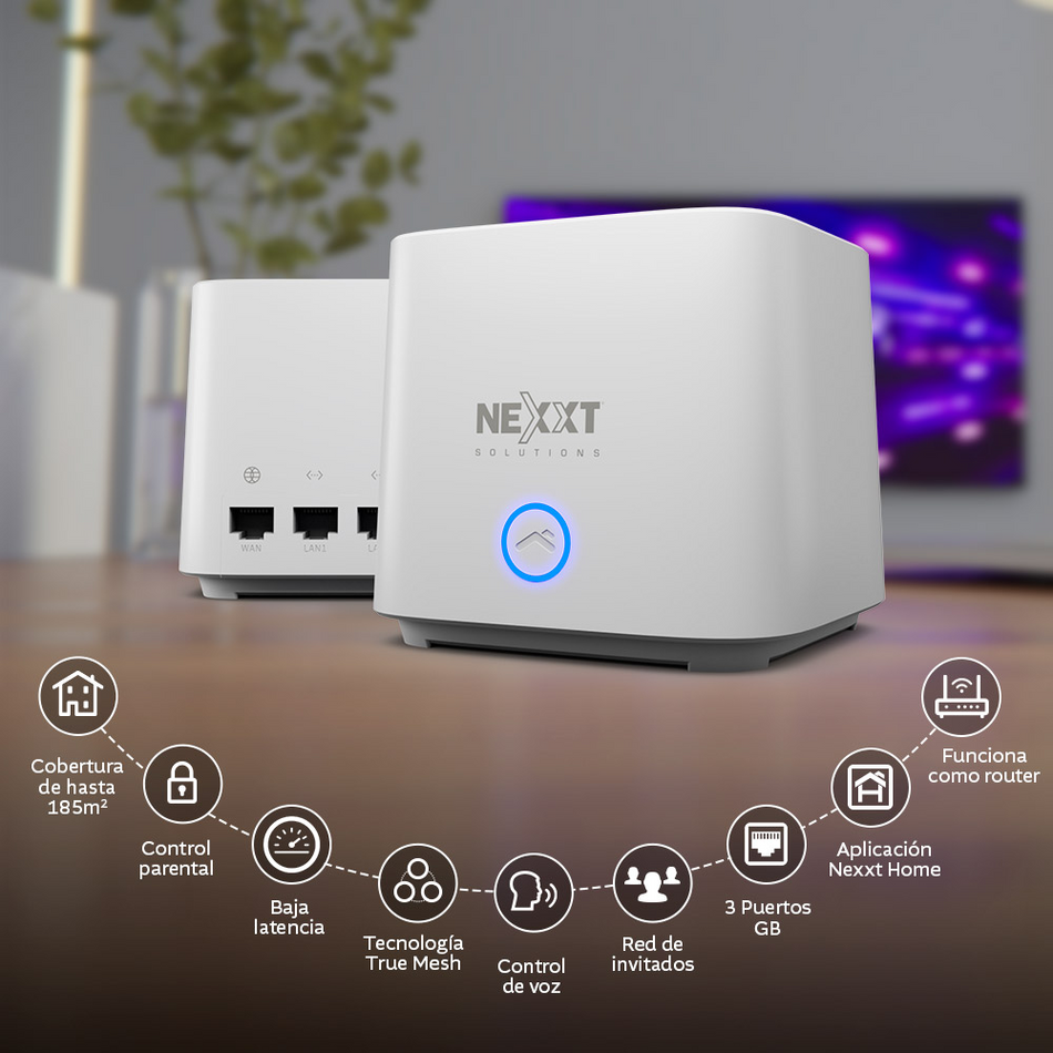 NEXXT SOLUTIONS BOLT NCM-X1800 - ROUTER, DOBLE BANDA, 2.4/5GHZ, 1.8GBPS, 1 NODO