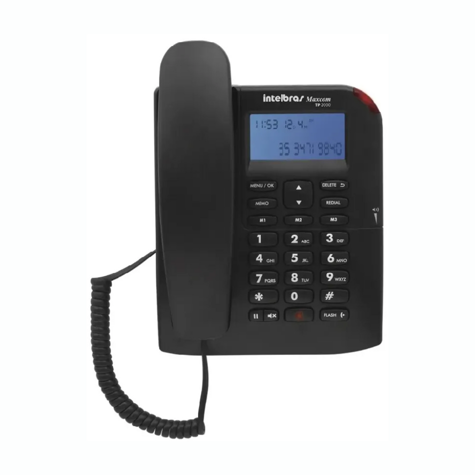 INTELBRAS 4502000 - TP2000 NEGRO - TELÉFONO ALÁMBRICO CID FSK / DTMF