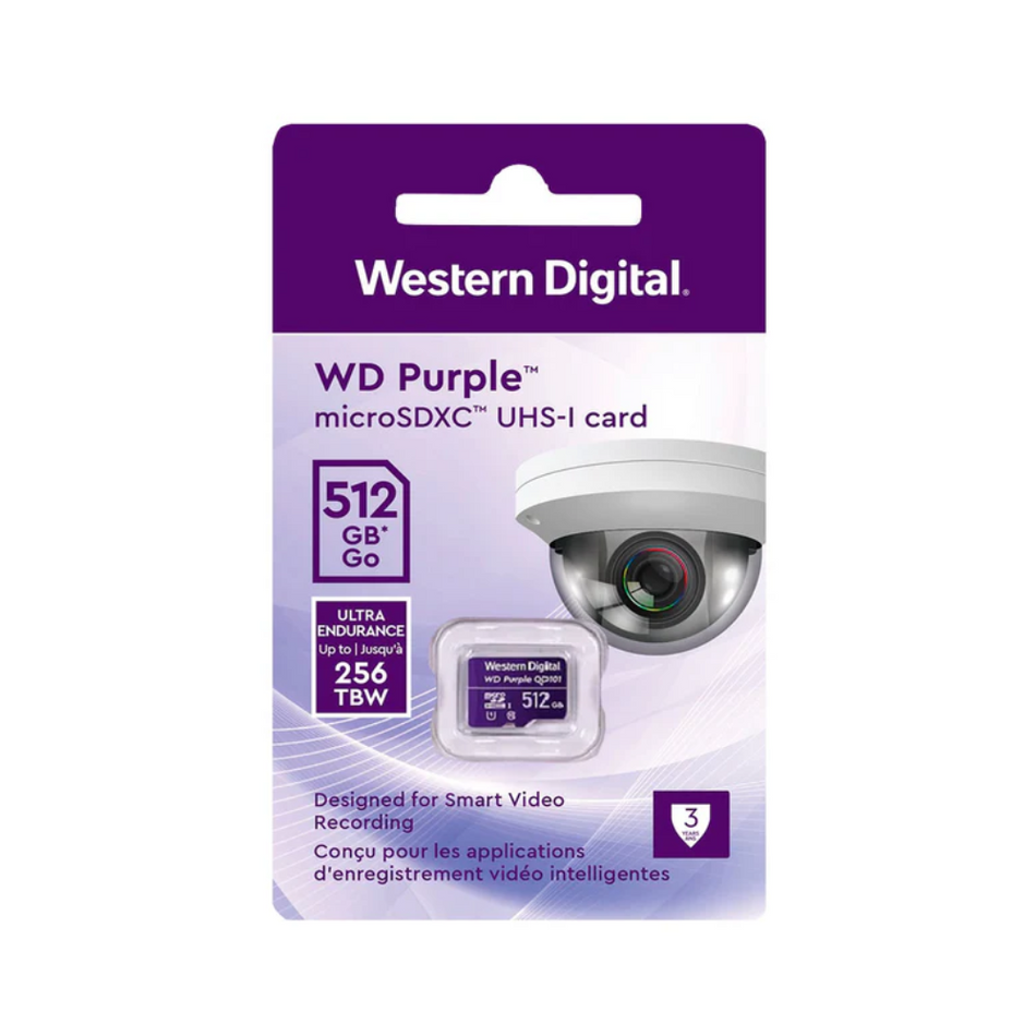 WESTERN DIGITAL WDD512G1P0C MEMORIA MICROSD FLASH WD PÚRPURA 512GB EXCLUSIVO PARA VIDEOVIGILANCIA 24X7