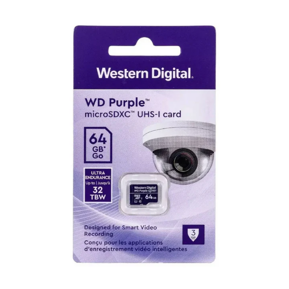 WESTERN DIGITAL WDD064G1P0C - MEMORIA MICROSD 64GB PURPLE - VIDEOVIGILANCIA 24/7