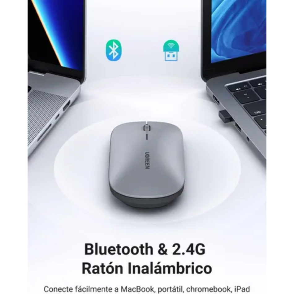 MOUSE UGREEN 90373 - MU001 INALÁMBRICO SILENCIOSO 2.4GHZ 4000 DPI GRIS