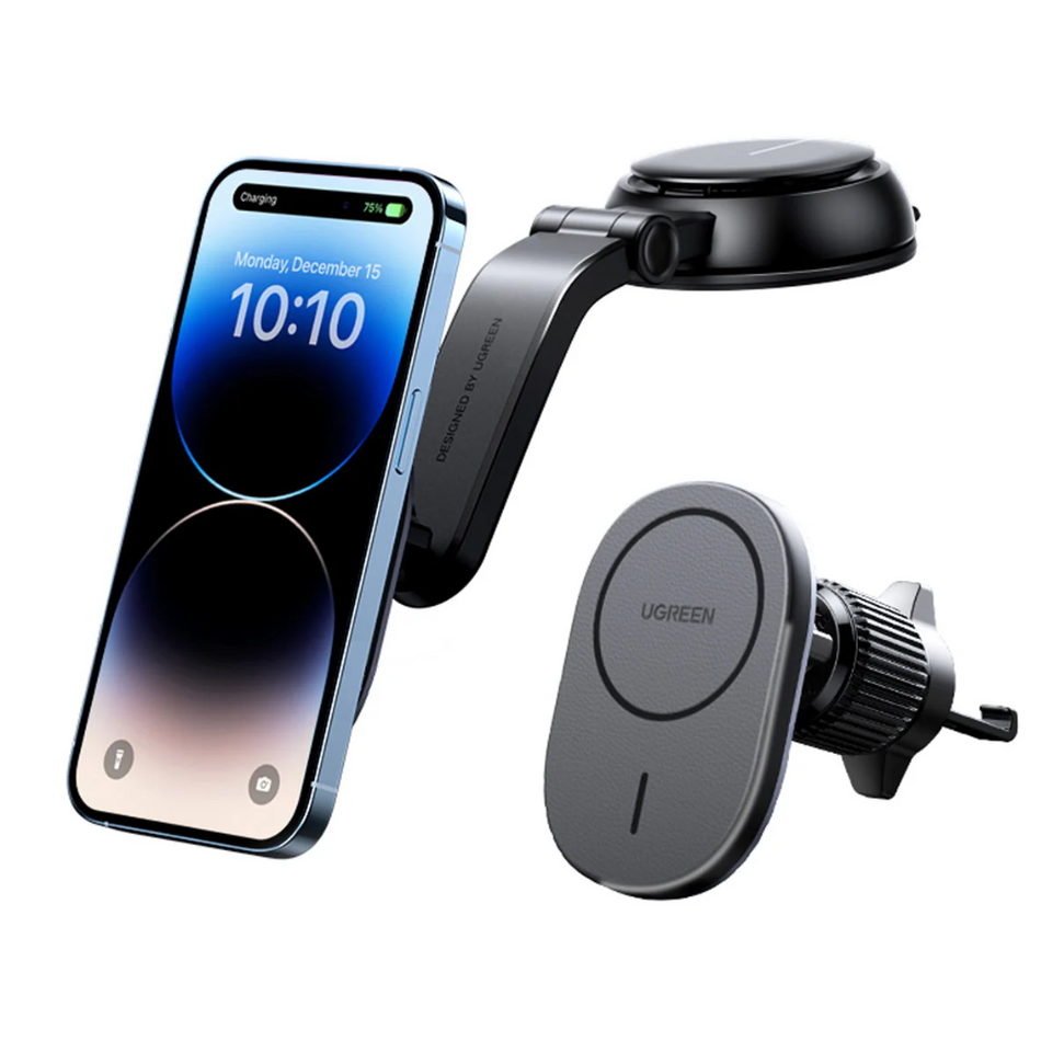 UGREEN 15120 - CD345 - CARGADOR INALAMBRICO MAGNETICO PARA CARRO 2 EN 1 - PARA IPHONE