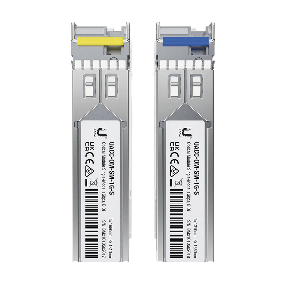 UBIQUITI UACC-OM-SM-1G-S-2 MÓDULO TRANSCEIVER DE FIBRA MONOMODO, SIMPLEX, PAQUETE DE 2 (PAR)
