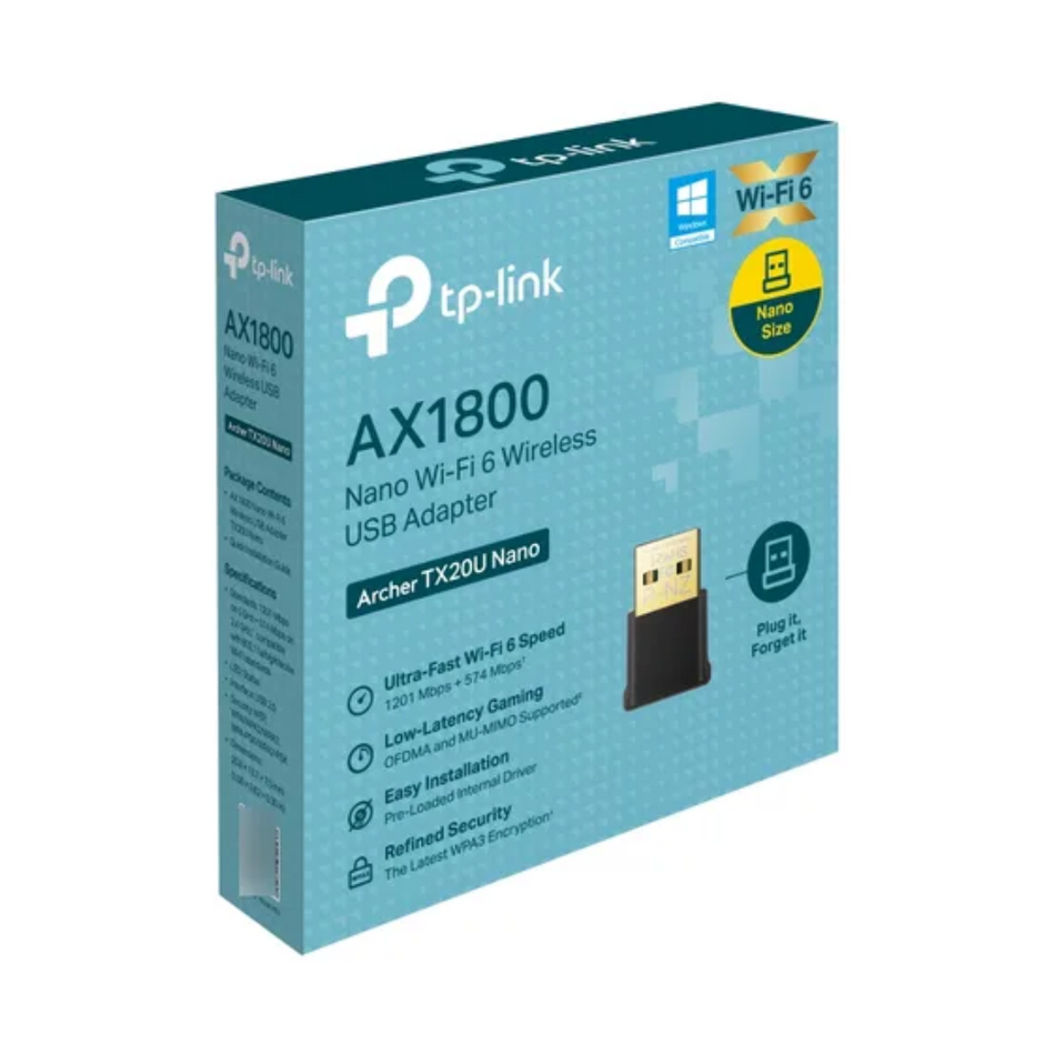 TP-LINK ARCHER TX20U NANO ADAPTADOR USB WIFI6 AX1800 DOBLE BANDA